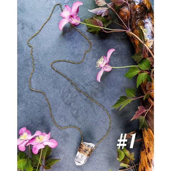 Artisan Made Quartz Crystal Point Long Necklaces - Picture 5 of 13